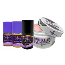 Kit Unhas De Gel Piu Bella Pink Gel Lu3 Preparador Gel Base Cor Gel Pink Foto  mini 1