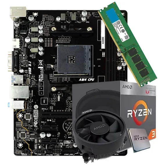 Kit Upgrade Gamer Amd Ryzen 3 3200g + A320m + 8gb Ram Ddr4 Foto 1