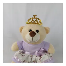 Kit Ursinhos Pelucia Princesa Coroa Enfeite Temático Fofinho Cor Lilás Foto mini 3