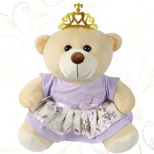 Kit Ursinhos Pelucia Princesa Coroa Enfeite Temático Fofinho Cor Lilás Foto mini 2