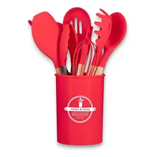 Kit Utensílio De Silicone 7 Peças - Em Casa Tem Cor Vermelho Foto  mini 1