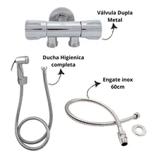 Kit Valvula Registro Duplo + Ducha Higienica + Engate 60cm Cor Prateado Foto mini  2