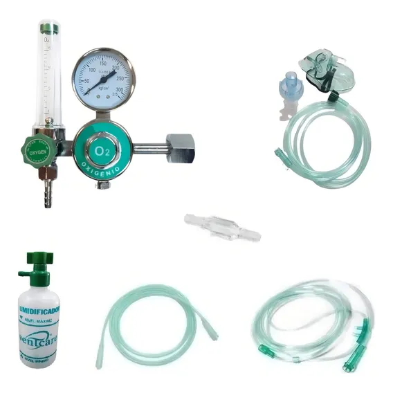 Kit Válvula Regulador Oxigênio Fluxômetro Inalação Domicilia Foto 1