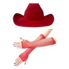 Kit Vaqueira Completo: Chapéu Country E Luva Arrastão Cor Vermelho Foto mini  2