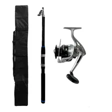 Kit Vara Telescopica Molinete + Porta Vara Linha Pesca Praia Cor Kit Vara 2.70m Molinete Porta Vara Foto mini 2