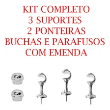 Kit Varão Simples 3 Metros 28mm P/ Cortina Cromado Grosso Foto mini  3