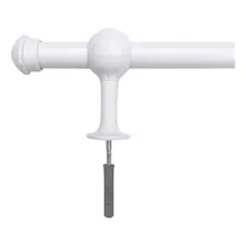 Kit Varão Simples Cortina 2m 19mm Suporte Ponteira Madeira Cor Branco (madeira) Foto mini  2