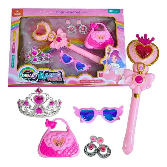 Kit Varinha Magica De Princesa Rosa E Acessorios - Castela Foto 1