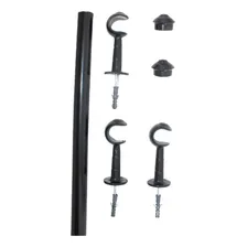 Kit varão Simples para cortinas preto 2.00 mts 28mm grosso Foto mini 2