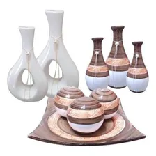 Kit Vasos De Cerâmica - Enfeites Para Sala - 9 Peças Foto mini 1