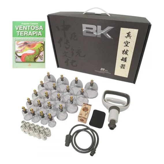 Kit Ventosa 20 Copos Bk Com Livro Ventosaterapia Foto 1