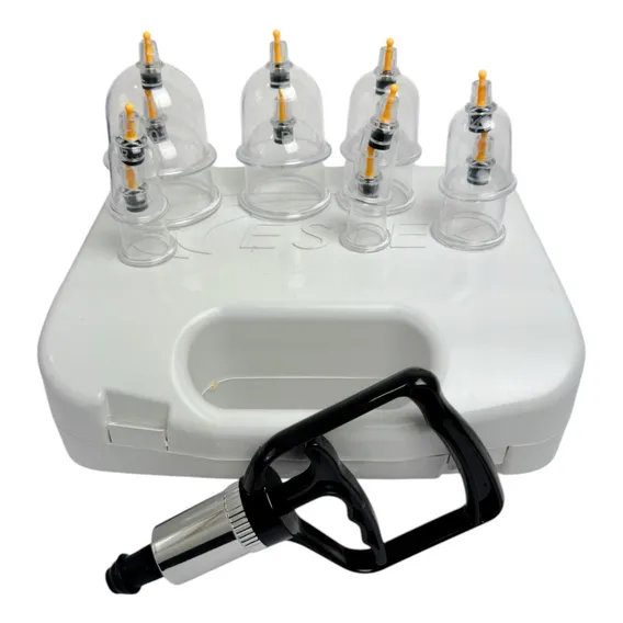 Kit Ventosas Luxo Com 12 Copos + Aplicador Acupuntura Estek Foto 1