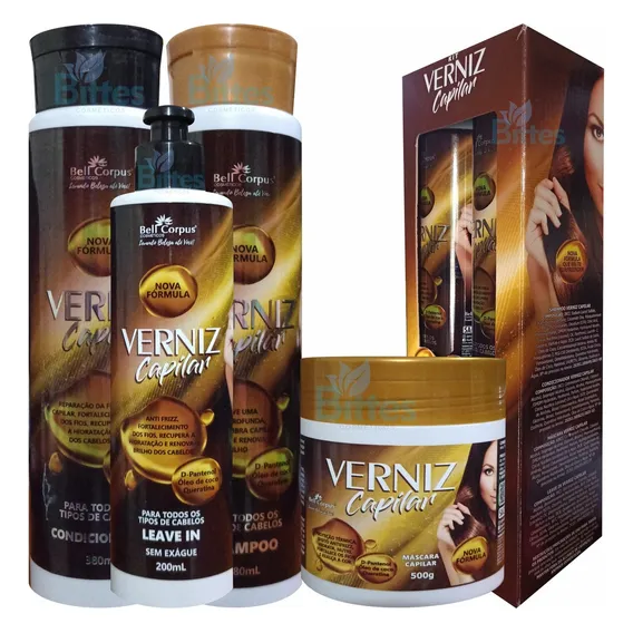 Kit Verniz Capilar Bell Corpus Antifrizz Hidratação E Brilho Foto 1