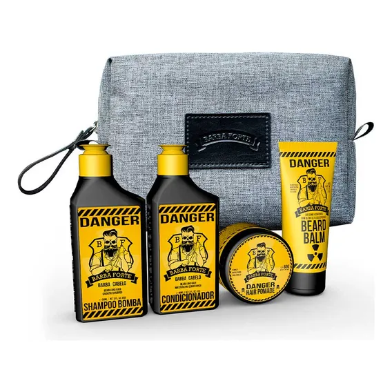 Kit Viagem Danger Barba Forte 4 Produtos + Necessaire Foto 1
