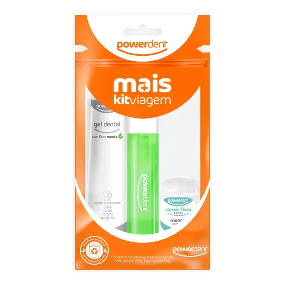 Kit Viagem Escova+creme Dental+fio Dental Powerdent Light Foto 1