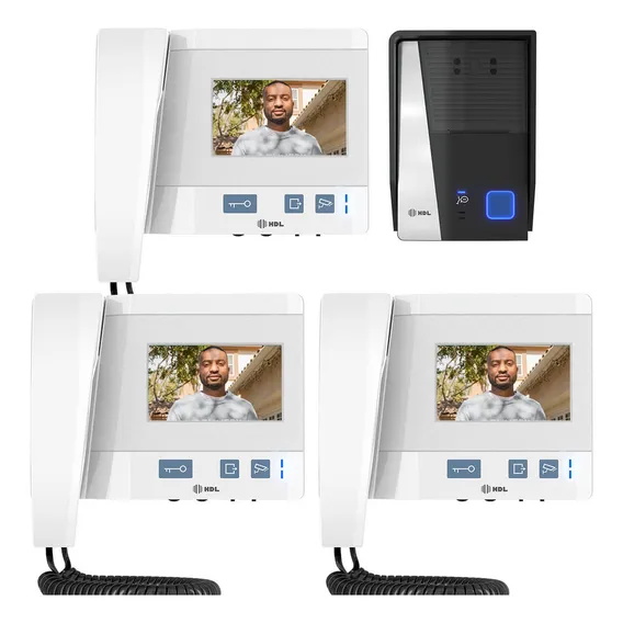 Kit VĂdeo Porteiro Hdl Classic S Com 3 Monitores Original Nf Cor Prateado Bivolt Foto 1
