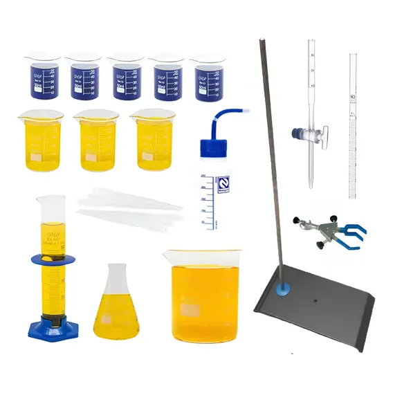 Kit Vidraria Laborat贸rio Proveta Bureta Bequer Com Suporte Foto 1