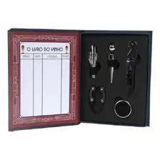 Kit Vinho 5 Peças Estojo Saca Rolhas Tampa Abridor Foto  mini 1