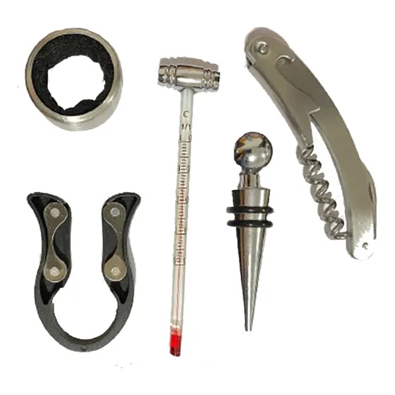 Kit Vinho Abridor Saca Rolhas Tampa Termometro 5 Pecas Foto 1