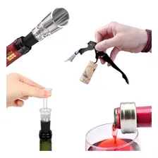 Kit Vinho Estojo Acessórios 4 Peças Saca Rolha Bomba Vácuo Foto mini  3