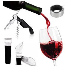 Kit Vinho Estojo Acessórios 4 Peças Saca Rolha Bomba Vácuo Foto  mini 1