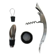 Kit Vinho Garrafa C/ Saca Rolha Acess贸rios Anel Corta Gotas Foto mini 3