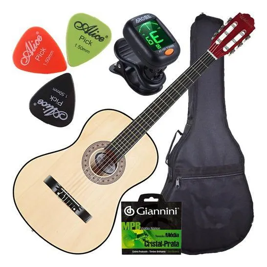 Kit Violão Acústico Acústico Cordas Nylon Com Capa Waldman Foto 1