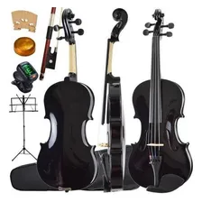Kit Violino Canhoto Preto 4/4 Estojo Arco Breu Foto mini 1