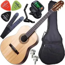 Kit Violão Acústico Cordas Nylon Tampo Maciço Rx210 Rozini Foto mini 1