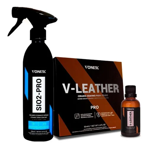 Kit Vonixx Limpeza Para Couro 50ml + Manutenção Sio2 500ml Cor Preto Foto 1