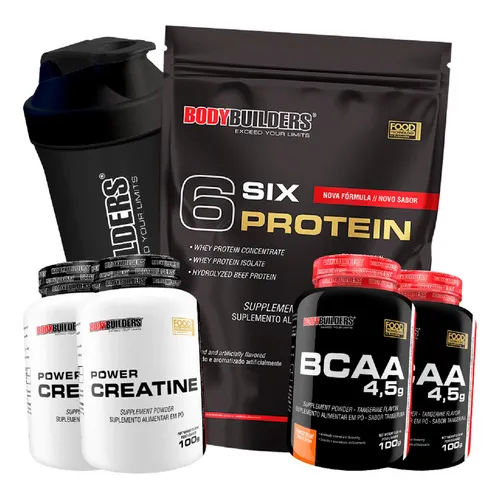 Kit Whey 6 Six Protein 2kg + 2x Bcaa + 2x Creatina + Shaker Sabor Baunilha Foto 1