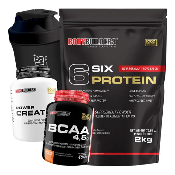 Kit Whey Protein 2kg + Bcaa + Creatina + Shaker Sabor Morango Foto 1