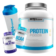 Kit Whey Protein Iso 2kg BRN Foods + Creatina + Bcaa + Coqueteleira Sabor Morango Foto mini 1