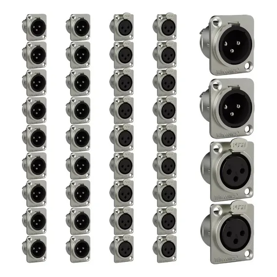 Kit Wireconex 20 Conector Macho 20 Fêmea Xlr Painel Wc Cor Prateado Foto 1