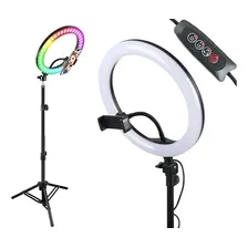 Kit Youtuber Led Ring Light Refletor Rgb Suporte Celular 5w Usb Foto  mini 1