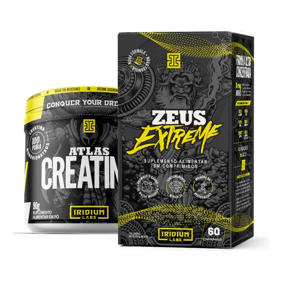 Kit Zeus Extreme 60 Comps + Atlas Creatina - Iridium Labs Sabor Sem sabor Foto 1