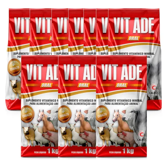 Kit/10 Vit Ade Oral Vitaminico 1kg Misturar Sal/ração Calbos Foto 1