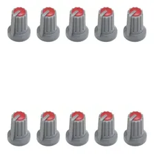 Knob Potenciômetro Eixo Estriado 6mm 481 - 10 Peças Vermelho Foto mini 1