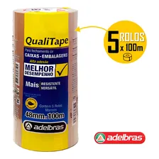 Kt 5 Fitas Empacotamento Embalagem Marrom 48mmx100m Adelbras Foto mini 3