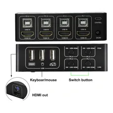 Kvm Hdmi 4x1 Hdmi 2.0 Usb 4k X 2k/60hz Hdcp 2.2 Win Mac Os Foto mini  3