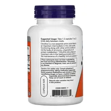 L-citrulina Citrulline 750mg 90 Cápsulas - Now Foods Sabor Sem sabor Foto mini 3