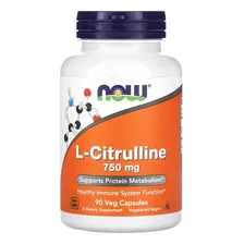 L-citrulina Citrulline 750mg 90 Cápsulas - Now Foods Sabor Sem sabor Foto mini 1