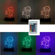 L, Death Note, Anime, Luminária Led 3d, 16 Cores Estrutura Preto Foto mini 4