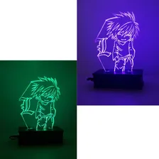 L, Death Note, Anime, Luminária Led 3d, 16 Cores Estrutura Preto Foto mini 3