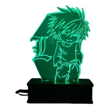 L, Death Note, Anime, Luminária Led 3d, 16 Cores Estrutura Preto Foto mini 1