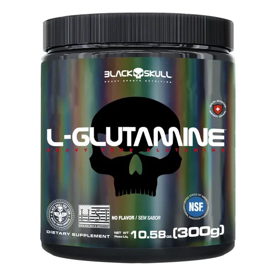 L-glutamine - Glutamina - 300g Black Skull Sabor Sem sabor Foto 1