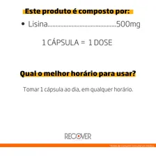 L-lisina / L-lysine 500mg - Contra Herpes - 30 Cápsulas Sabor Natural Foto mini 2