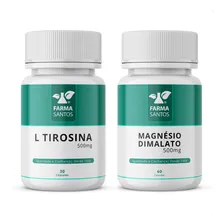 L-tirosina 500mg 60 Cáps + Magnésio Dimalato 500mg 60 Cáps Sabor Sem Sabor Foto mini 1