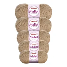 Lã Mollet 100g Crochê / Tricô - Círculo - 5 Novelos Cor 7650 - Amêndoa Foto  mini 1