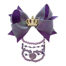 Laço Cabelo Iantil Kit Laço Bico Pato + Pulseiras Cor Violeta-escuro Foto mini 2